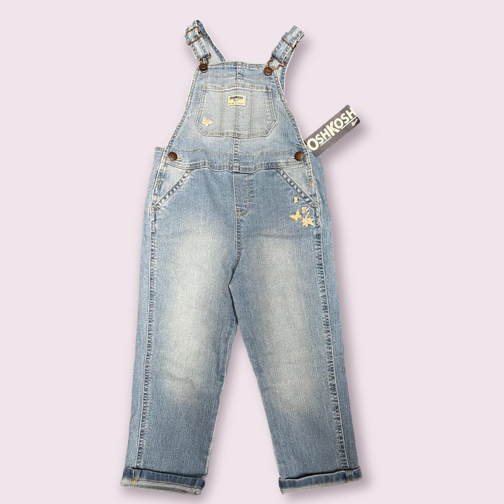 OshKosh B'gosh Toddler Girls' Butterfly Embroidered Overalls - Blue Denim